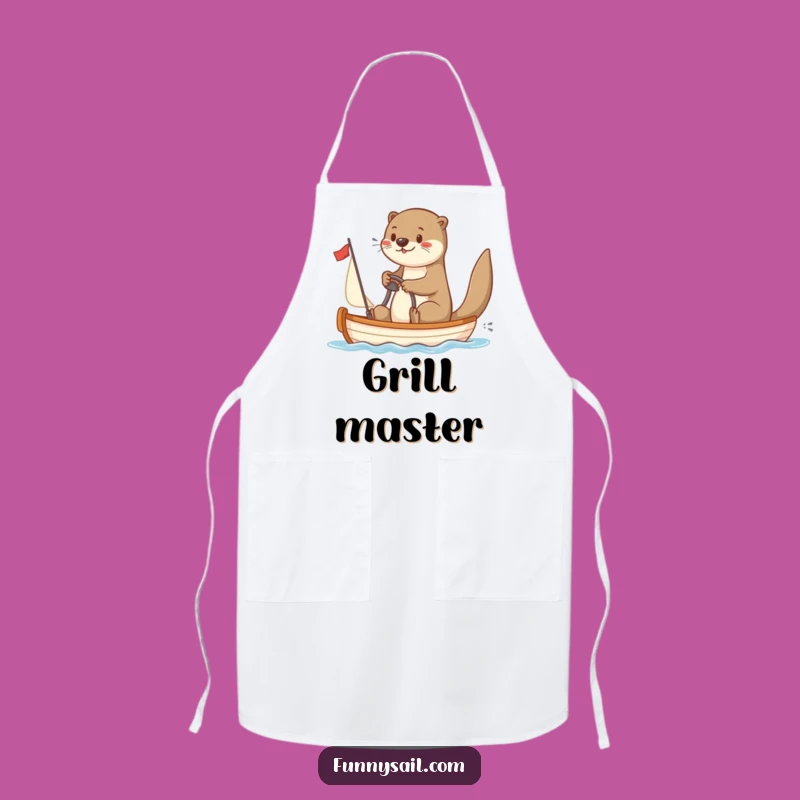 Funny Otter Sailor Apron: Playful Otter Steering Sailboat - Hilarious Kitchen Navigator!