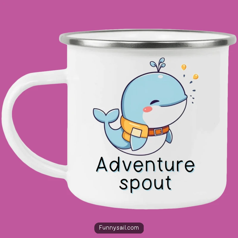 Funny Whale Enamel Camping Mug - Durable & Playful Camp Gear