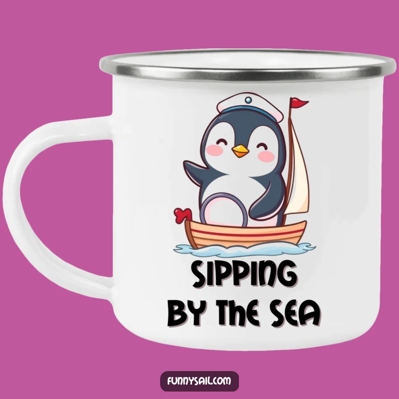 Funny Penguin Camp Sailor Mug - Cute Nautical Bird Outdoor Gift