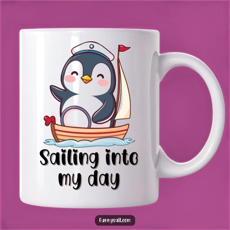 Funny Penguin Sailor Mug - Adorable Nautical Bird Boat Captain Gift