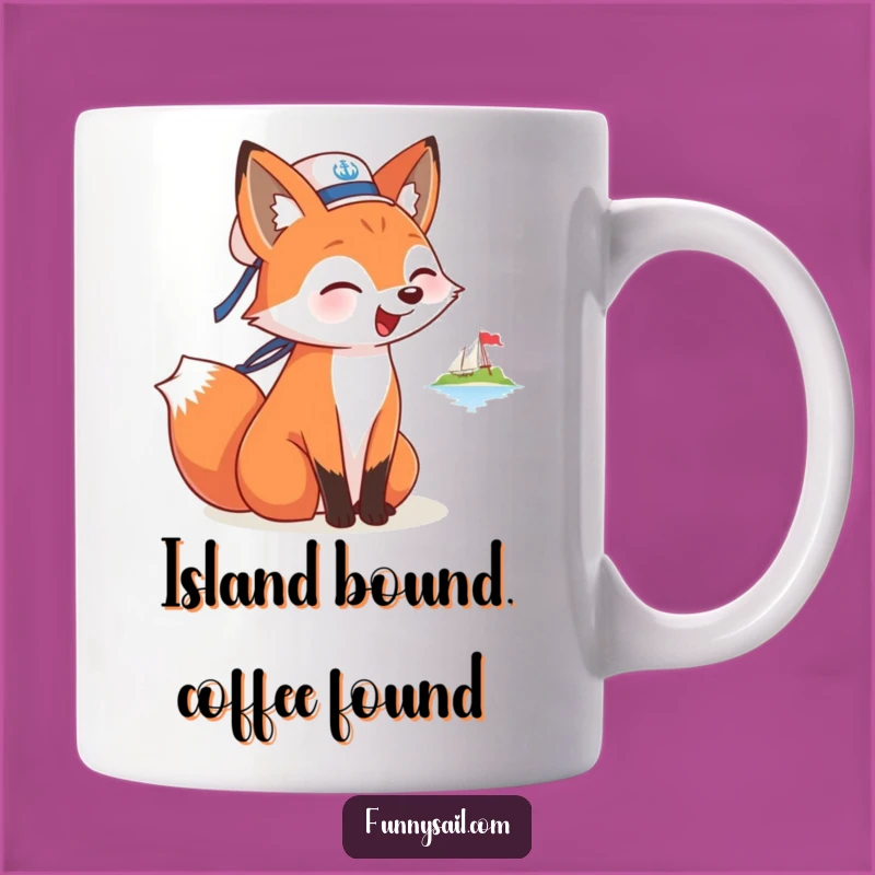 Funny Fox Sailor Mug: Island Barking Adventure, Nautical Humor, Perfect Gift