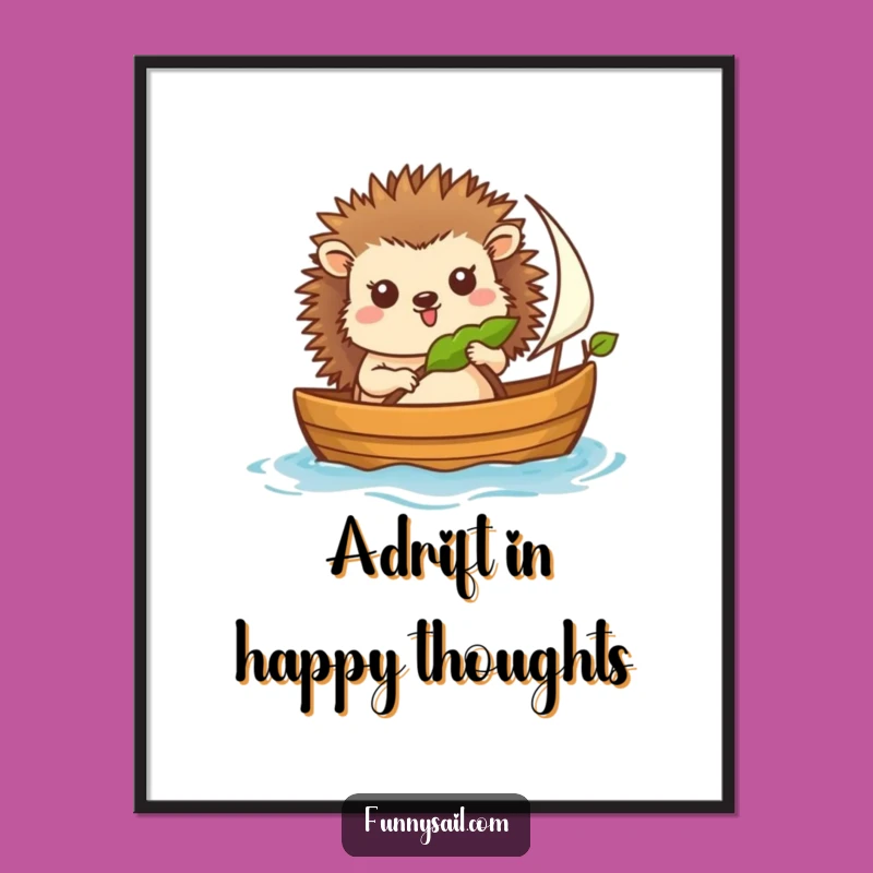 Funny Hedgehog Sailor Digital Art: Whimsical Nautical Decor, Instant Download Gift