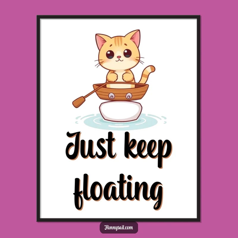 Funny Cat Rowboat Digital Print: Instant Whimsy for Your Walls