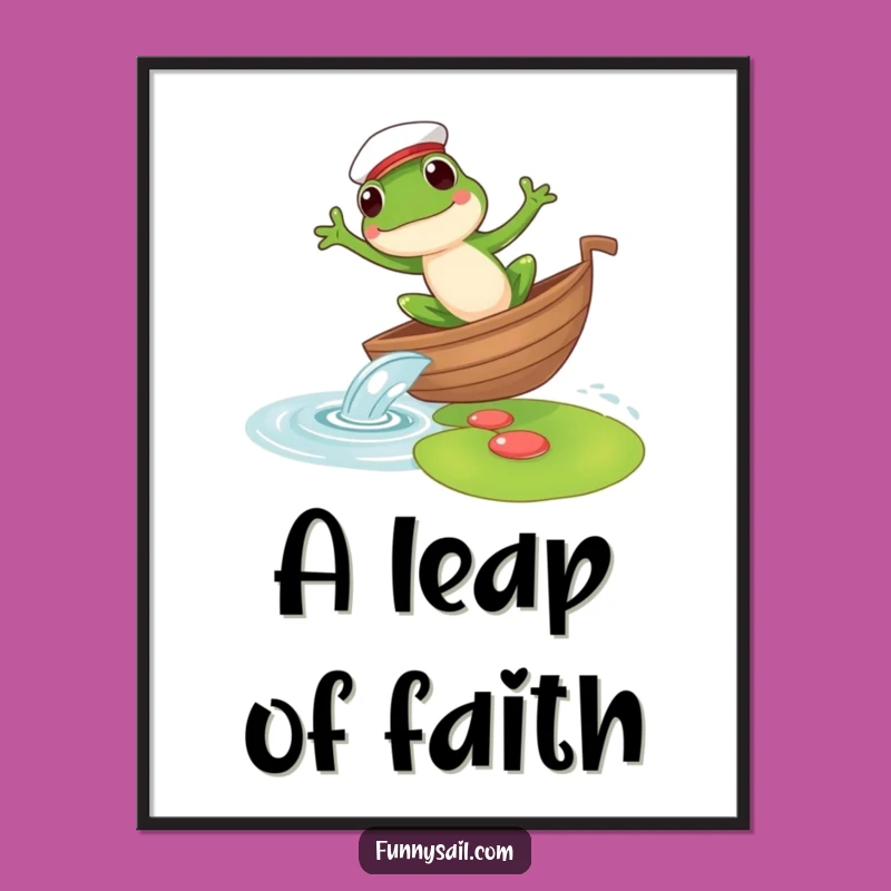 Funny Frog Sailor Digital Art: Whimsical Leap Art, Instant Decor Gift