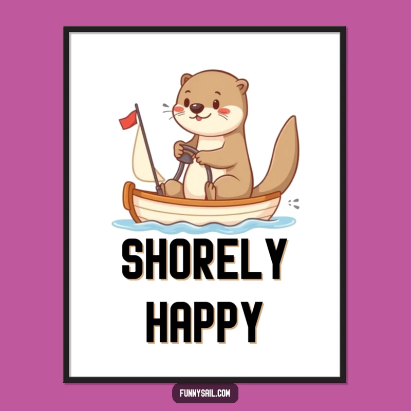 Funny Otter Sailor Digital Art: Playful Otter Steering Sailboat - Hilarious Instant Download!
