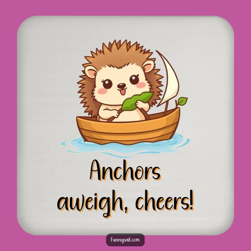 Funny Hedgehog Sailor Coaster Set: Protect Surfaces, Nautical Decor, Perfect Gift