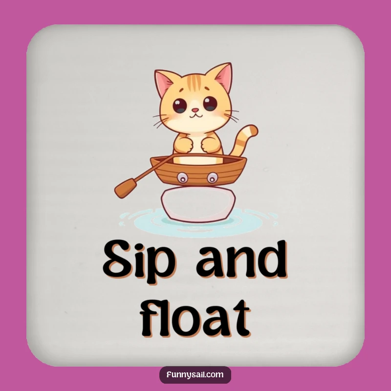 Funny Cat Rowboat Drink Coaster Set: Protect Surfaces with Humor