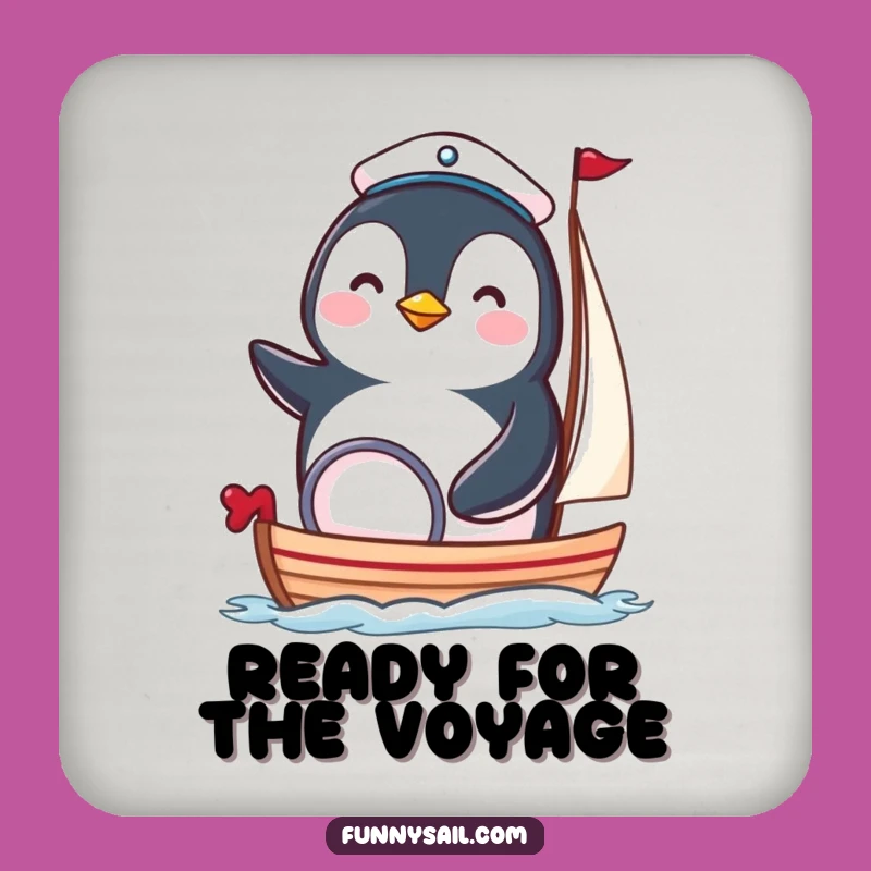 Funny Penguin Sailor Coaster - Cute Nautical Bird Drink Protector Gift