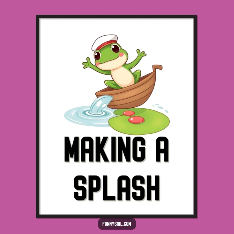 Funny Frog Sailor Poster: Charming Amphibian Art, Nautical Decor, Perfect Gift