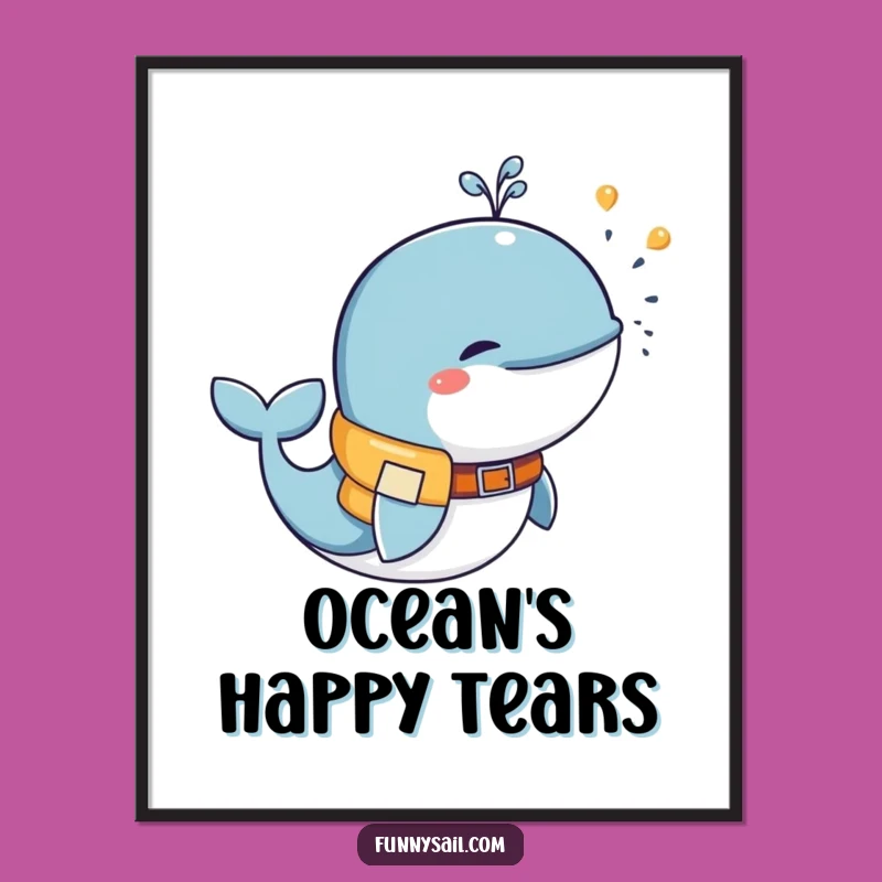 Funny Whale Art Poster - Joyful Marine Life Decor Gift