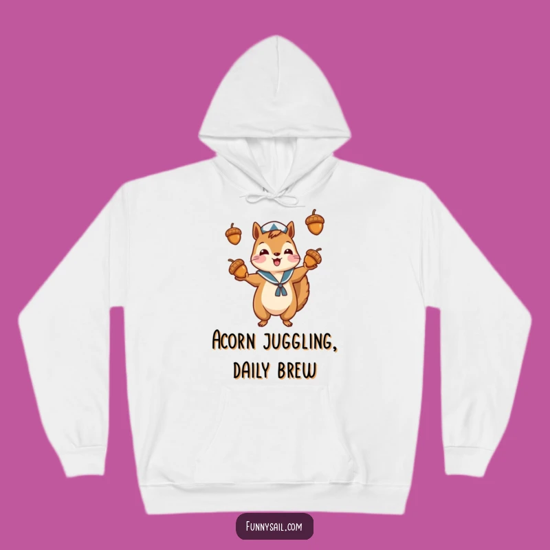 Funny Squirrel Sailor Hoodie: Cozy Acorn Juggling, Nautical Comfort, Perfect Gift