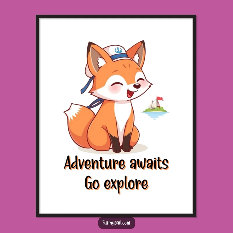 Free Printable Fox Sailor Wall Art - Funny Downloadable Adventure Decor Gift
