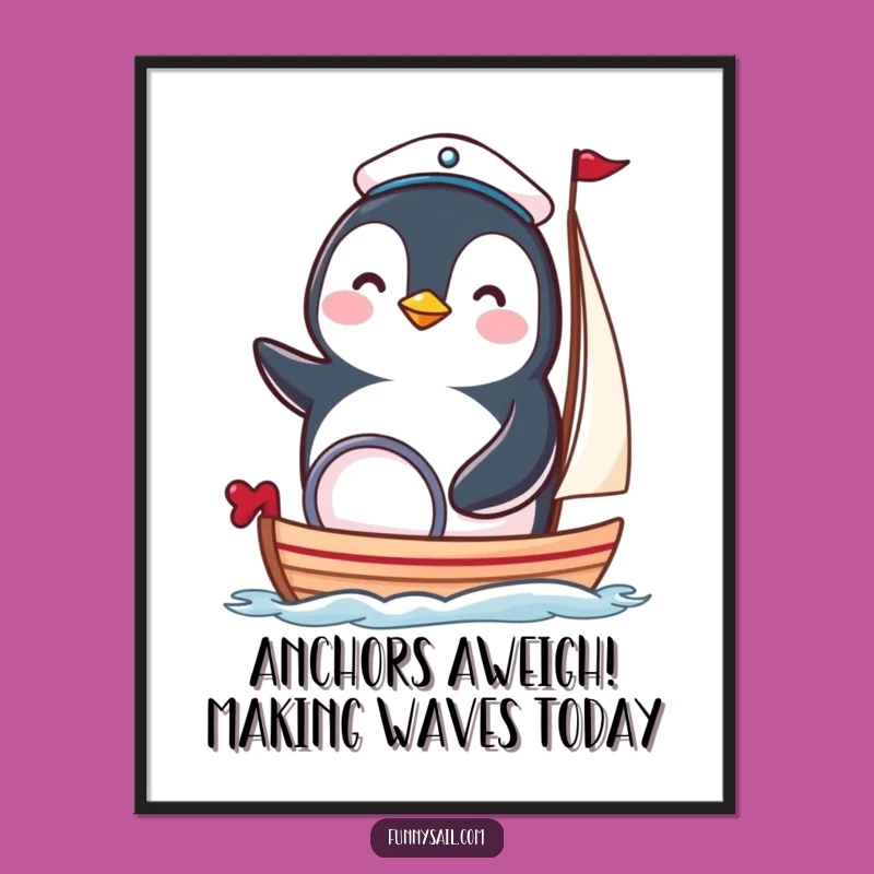 Funny Free Printable Penguin Wall Art: Humorous Nautical Decor, Downloadable Art