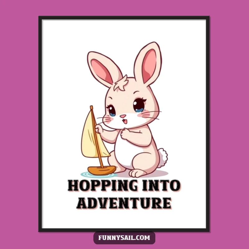Funny Free Printable Wall Art: Determined Rabbit Sailing Decor