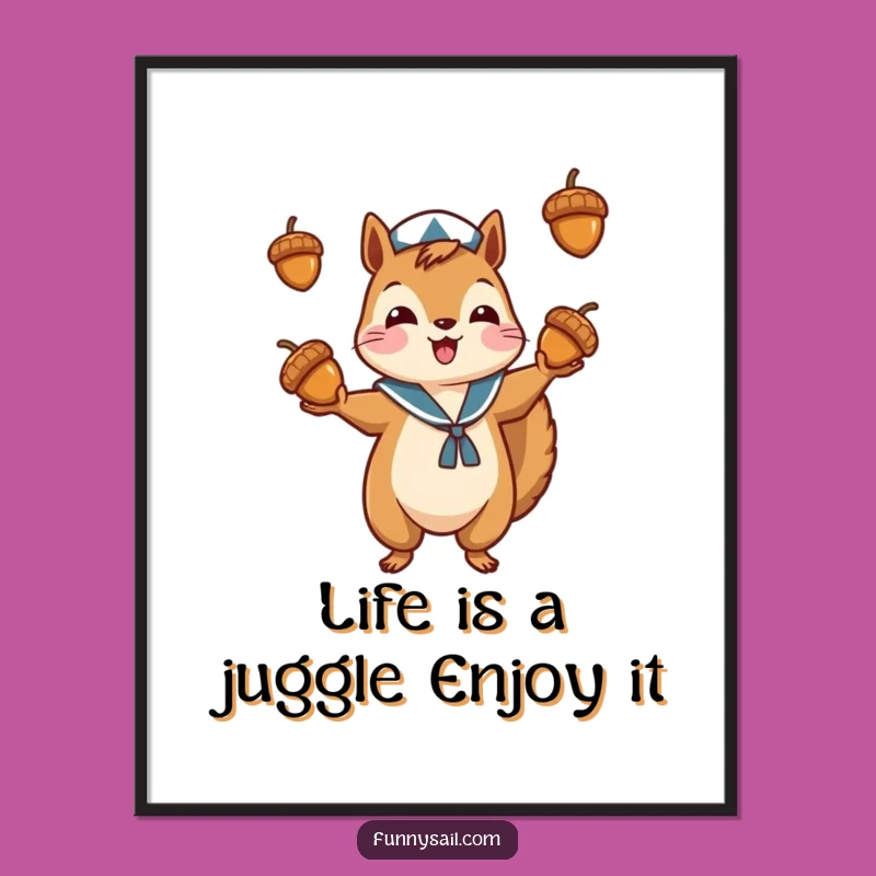 Free Printable Squirrel Juggler Wall Art - Funny Downloadable Nursery Decor Gift