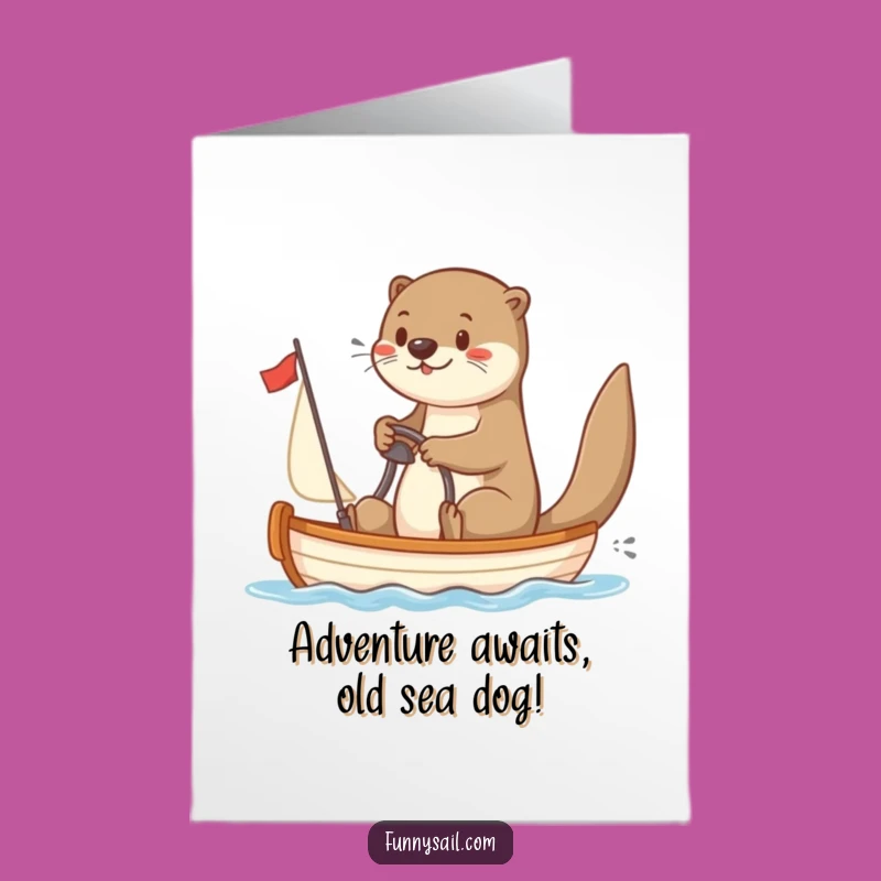 Free Printable Otter Birthday Card: Playful Sailor Otters Steering Fun Downloadable Gift