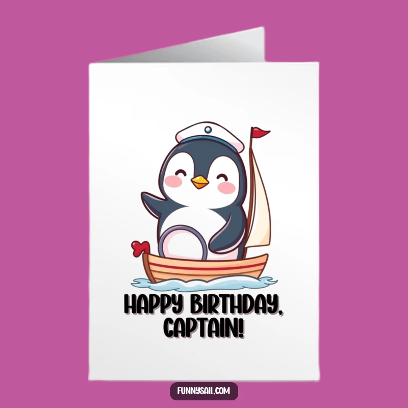 Free Printable Penguin Birthday Card: Funny Nautical Gift, Downloadable Sailor Humor