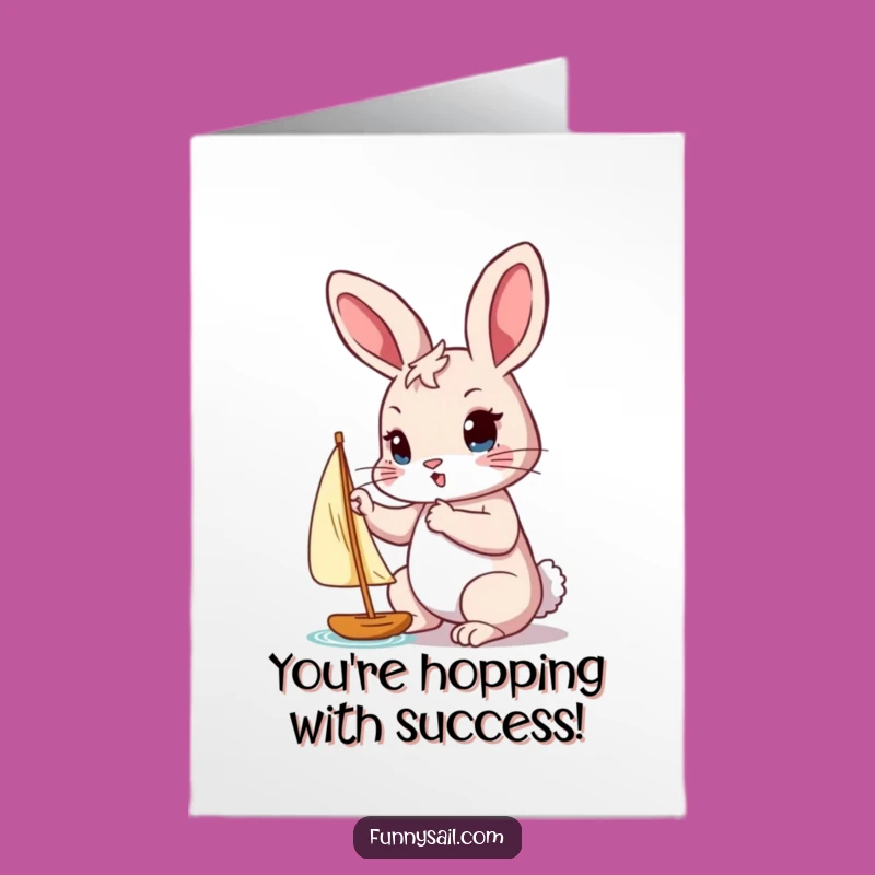 Free Printable Rabbit Congrats Card: Determined Success Downloadable Gift