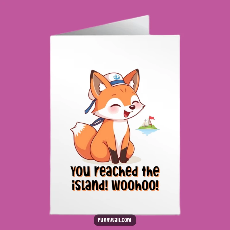 Free Printable Fox Sailor Congrats Card - Funny Downloadable Island Achievement Gift