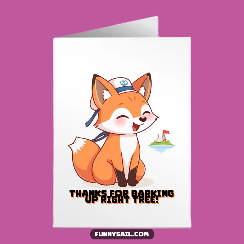Free Printable Fox Sailor Thank You Card - Funny Downloadable Island Appreciation Gift