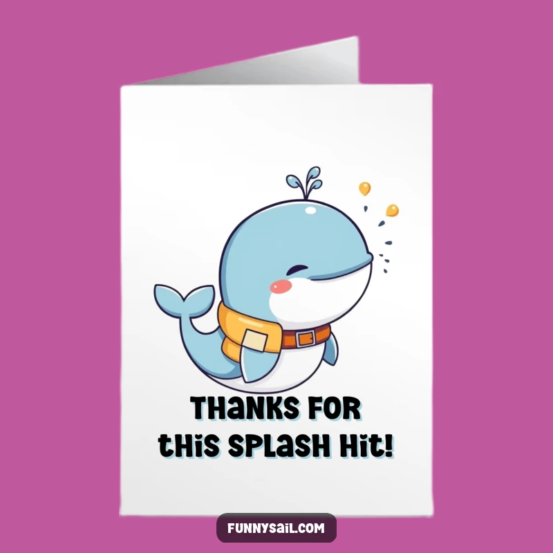 Free Printable Thank You Card: Funny Whale Life Vest, Downloadable Gift Idea