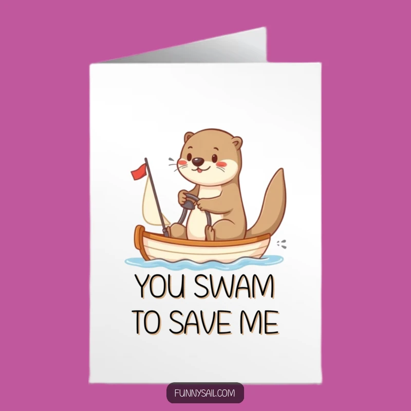 Free Printable Thank You Otter Card: Playful Sailor Otters Expressing Gratitude Download