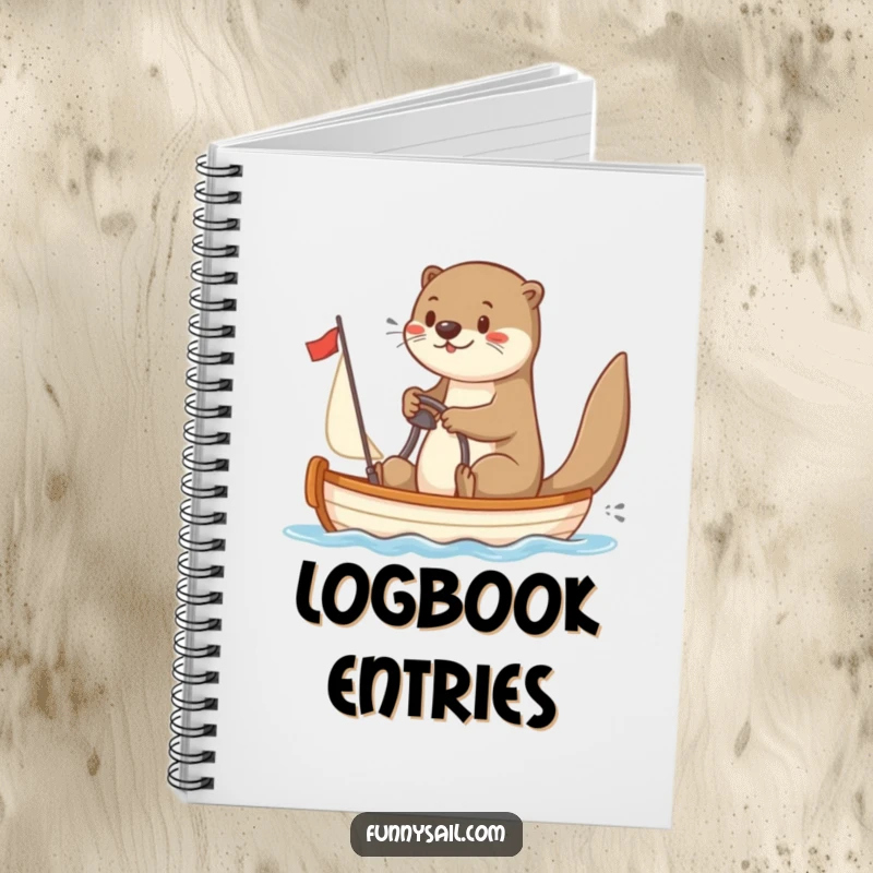 Funny Otter Sailor Notebook: A playful otter steers a sailboat, ideal for jotting down nautical plans and funny thoughts.
