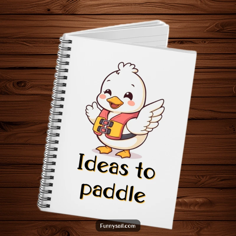 Funny Duck Safety Notebook: A cheerful duck wearing a life vest waves, perfect for jotting down notes with a side of humor.