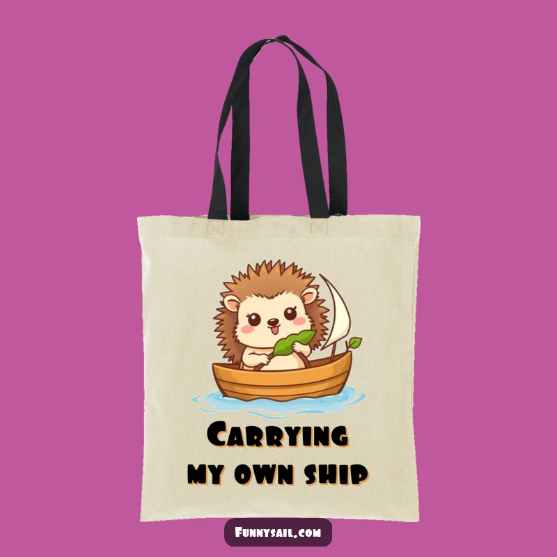 Funny Hedgehog Sailor Tote Bag: Cheerful Navigator, Eco-Friendly Shopping, Great Gift
