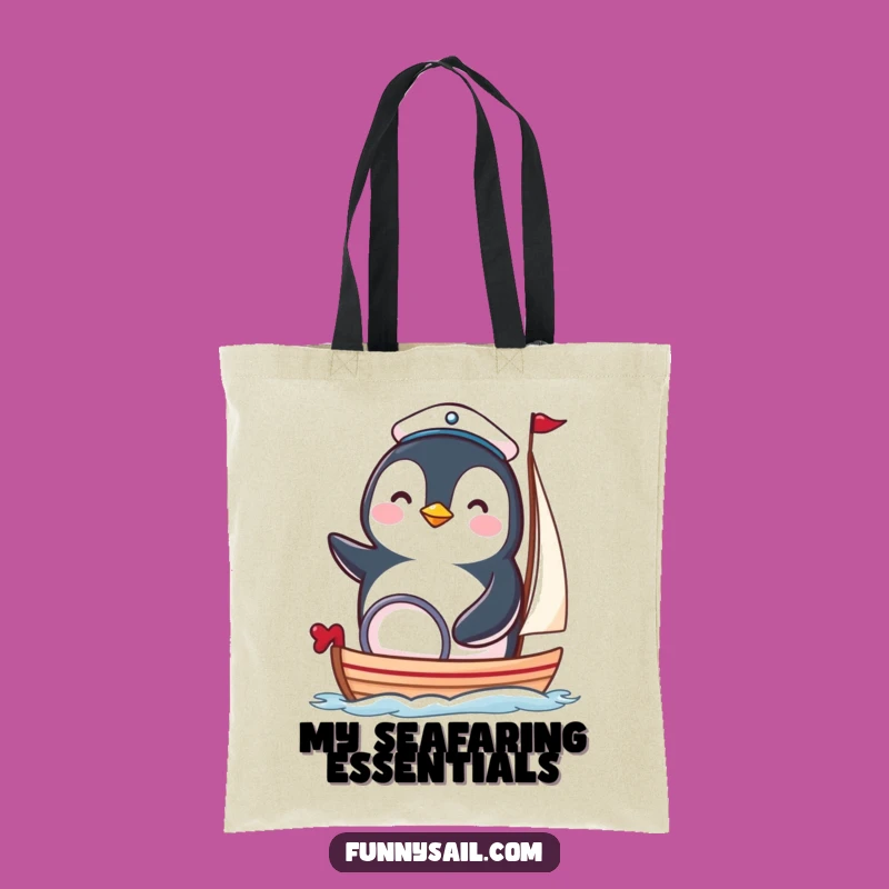 Funny Penguin Sailor Tote Bag - Cute Nautical Bird Carry-All Gift
